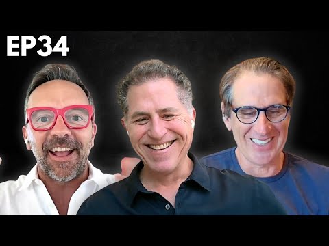 Michael Dell and two podcast hosts.