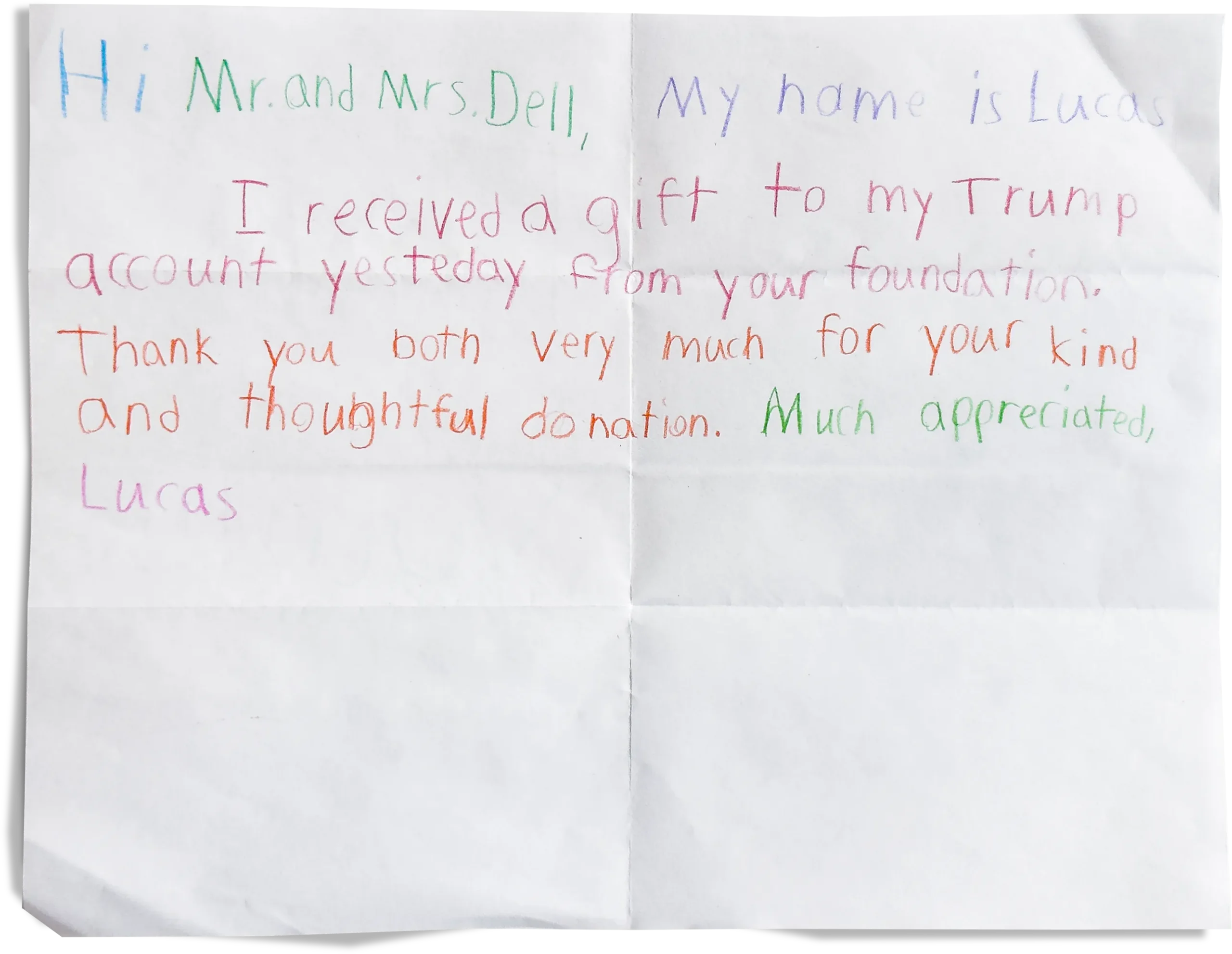 Image of a Letter from a Family